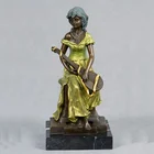 Metal crafts western design bronze girl with violin figurines