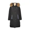 Women Parka Real Fur Winter Russian Slim Duck Down Feather Long Coat With Real Raccoon Fur Hood