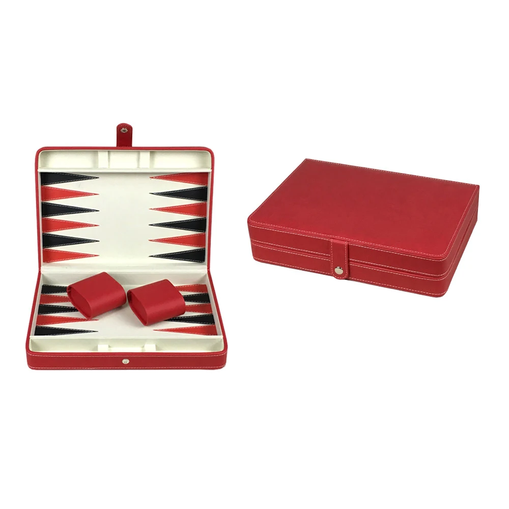 Luxurious rectangle portable leather backgammon dividers in snap