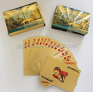plating playing cards with dubai design packed with wooden box