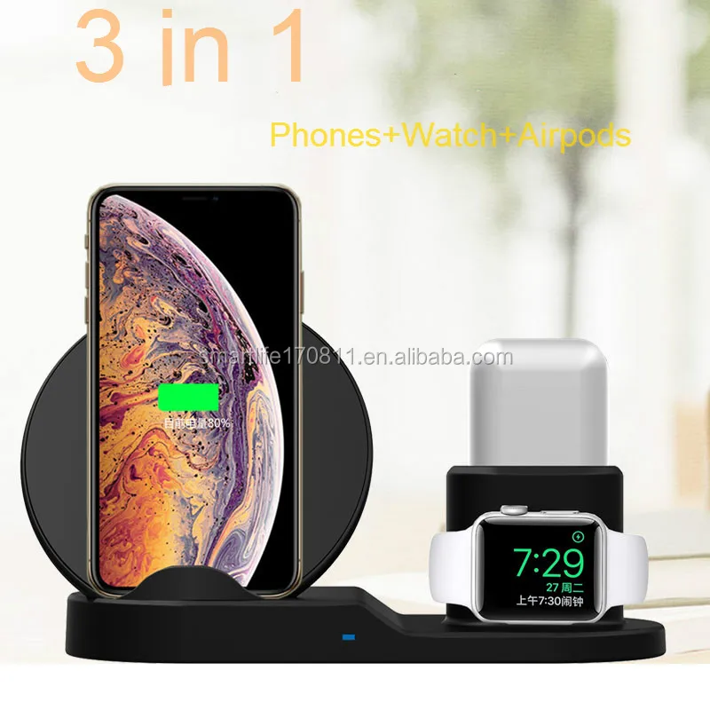 10W 7.5W 3 dans 1 Support de Chargeur Sans Fil Station de Recharge Rapide Sans Fil Station D'accueil pour iPhone apple watch - ANKUX Tech Co., Ltd