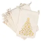 Promotional Handmade reusable canvas cotton christmas drawstring gift bag