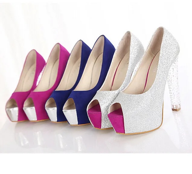 2015 Brand Summer Sexy Lady Pumps Women Shoes Platform High Heel Sandals Woman Fashion Peep Toe Thick Heel Evening Party Shoes