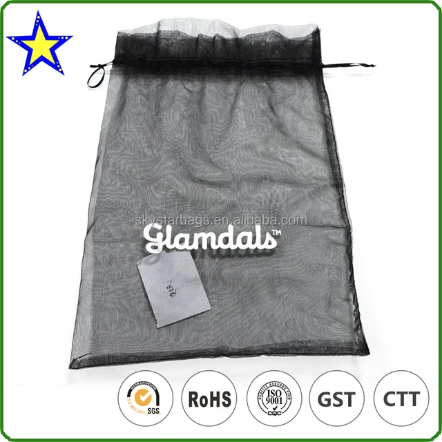 customized silk screen printing large organza drawstring