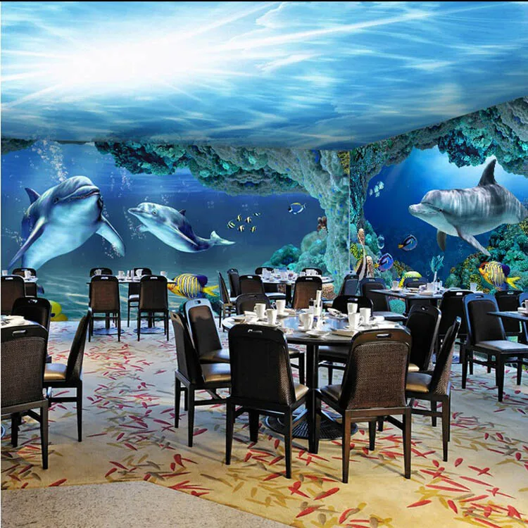 3d Wallpaper Of The World S Undersea Wallpaper Is Custom Made For The Deep Sea Floor World Buy 3d Wallpaper Hotel Under Sea World Big Fish Ceiling