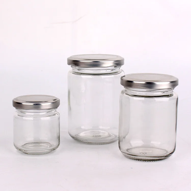 3oz 8oz 12oz round glass fruit jam sauce honey jar for sale with twist-off metal lid