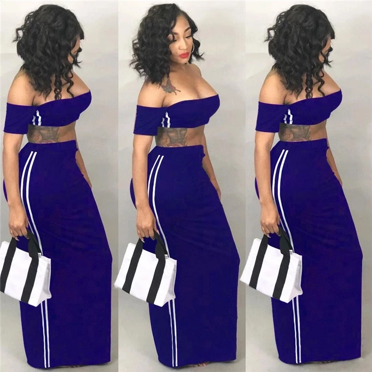 KC-SC8266 Kuchi-Global wholesale sexy crop top and long dress two pieces set women clothing