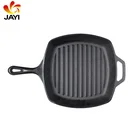 Kitchenware Black BBQ Non Stick Grill Pan Cast Iron Square Grill Pan Skillet With Handle
