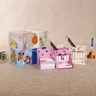 custom made stationery box sticky note pads set self adhesive with pen holder and plastic writing memo
