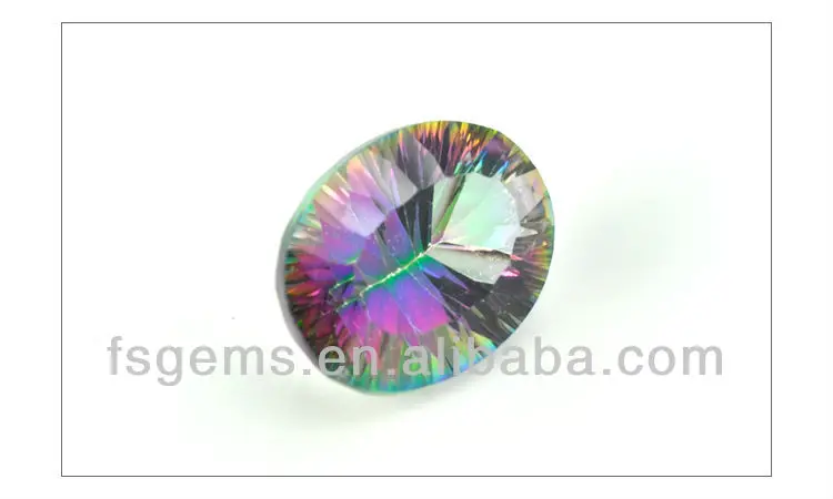 Wholesale Natural Mystic Quartz Gemstones Round Heart Pear Cushion Shaped Rainbow Quartz Crystals in Green Yellow White Colors