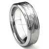 Tungsten Carbide Hammer Finish Wedding Band Ring Grooves, Fashion Hammer Ring Made Of Tungsten