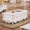 Modern Ivory White Wooden French Baroque Style Hand Carved coffee Table