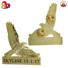 Professional manufacturing custom zinc alloy skyling 3D metal pilot wings logo name reusable emblem Pin badge