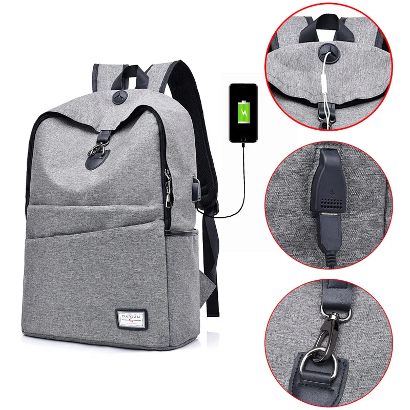 Anti Theft Men Backpack Canvas Large USB Recharging Women Laptop Bag Boy Girl School Bag Teenager Travel Backpack Mochila BP0209 (2)