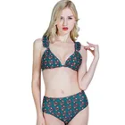 Casual sexy print backless bandage two piece swimwear summer women bikini