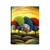 Hand painted modern chinese wall art abstract colorful tree oil paintings