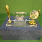 Earth Globe Glass Crystal Desk Pen Holder MH-BT024