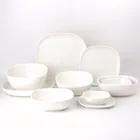 Plain White Square Shape Ceramic Porcelain New Bone China Dinnerware Tableware Dinner Table Ware Sets