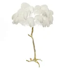 Hotel wedding bed room standing lighting feather floor copper lamp plume
