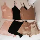 Pink Dark Grey Colour Woman Wear In Summer Sling Silk Pajamas Set