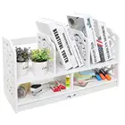 White 5 Compartments Decorative Display Shelf Rack Freestanding Book Case