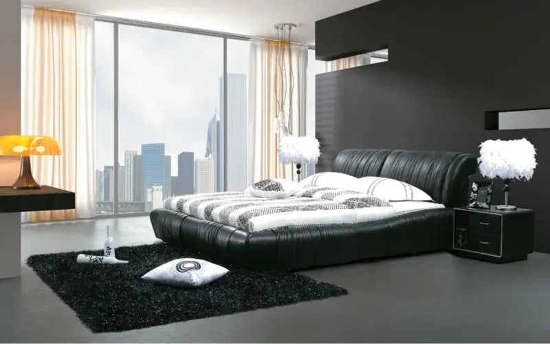 Modern Design Black Leather King Size Bed Buy Modern Bed,King Size