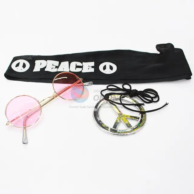 hippie set of headband,pendant and glasses