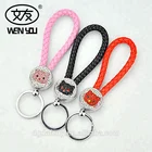 Metal Die Casting Sewing Leather Bag Decorative Lanyard Rope Keychain Woven Key ring Woven Key Chain