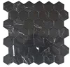 Interior Wall Decorative Hexagon Black Marquina Marble Mosaic Pattern