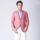 2017 Lastest Sexy Casual pink color cotton and linen men suits and high quality business suits