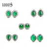 Cute Chalcedony Stud Earring Jewelry S925 Sterling Silver Green Chalcedony Gemstone Earrings