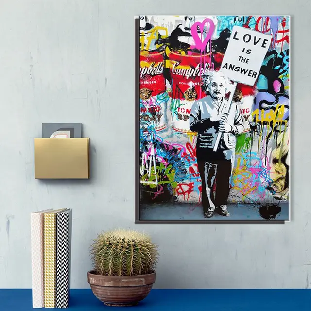 gift abstract large banksy art painting love is the answer 