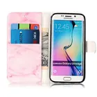 Marble painted leather case mobile leather case wallet leather case card holder for Samsung S6 edge