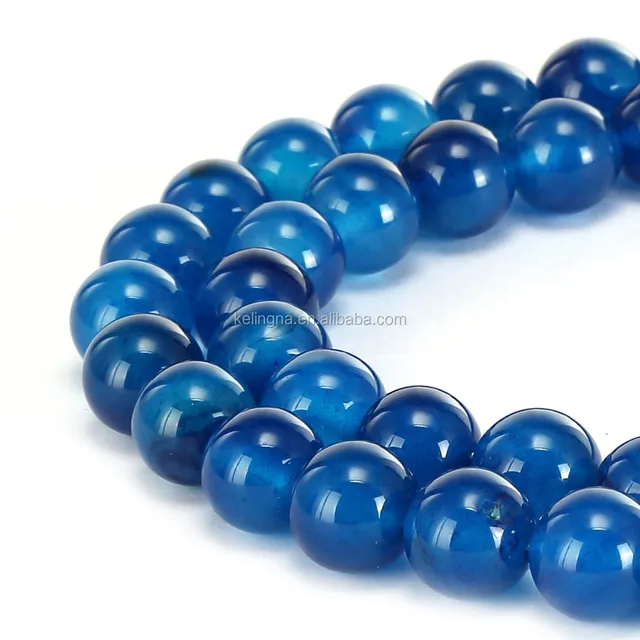 hot selling round blue zircon agate gemstone loose beads blue