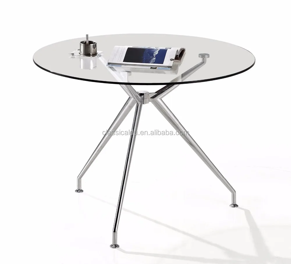 aluminum <strong>round</strong> dining table with glass table top