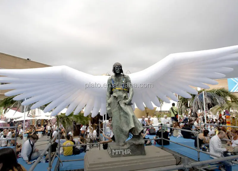 new design white inflatable moving wing/large feather angel