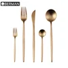 Chinese catering equipment International stainless steel gold plated flatware wholesale matte gold cutlery set for sale