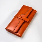 Women's Oiled Genuine Leather Trifold Clutch Wallet