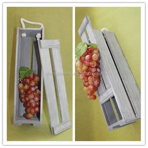 found for  wooden wine box with sliding lid and rope handles