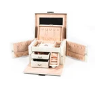 wholesale Luxury Cardboard white jewelry Box made by Wooden Mirror Inside