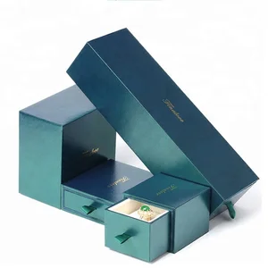 drawer design paper jewelry ring gift box leather cover velvet