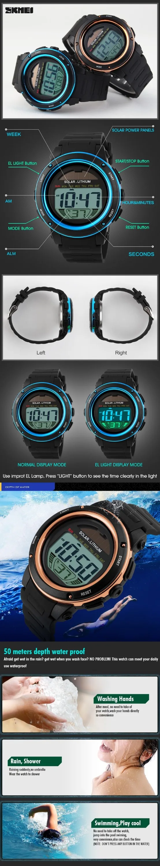 Skmei solar sales watch instructions