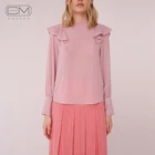 Latest Design Cuff Ruffle Long Sleeve Women Clothing Casual Tops Ladies Blouses Tops