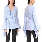Latest Fashion Clothes Ladies Ruffle Top and Blouses Chinese Factory