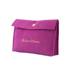 Newest Luxury design Custom logo printed small envelope flap velvet jewelry bag suede perfume pouches with Snap button