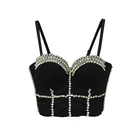 Sexy Shiny Sequin Beaded Bustier Rave Dance Crop Tops with Hook