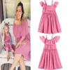 2017 foreign trade bursts European American summer skirt pink sling mother and daughter dress