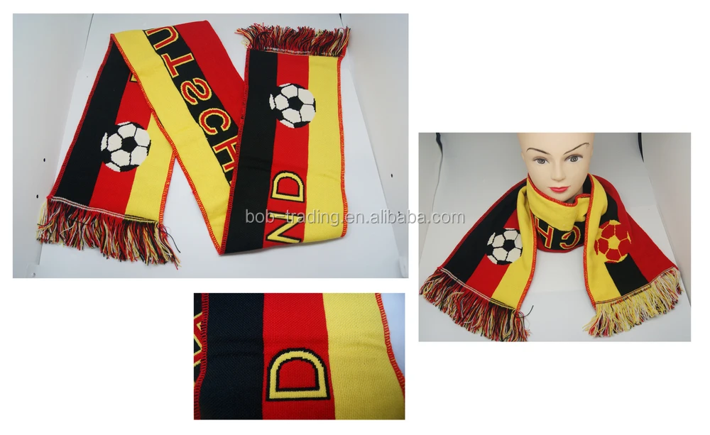 Germany series football fan printing scarf custom silk satin football fans scarf