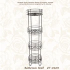 4 layers round style bathroom powder plated metal wire shampoo rack toiletries shelf standing storage HD
