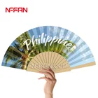 DIY decorating wooden paper folding fans for promotion